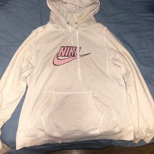 Nike Women's Pink Logo Cream Hoodie